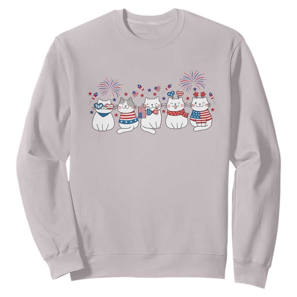 Patriotic Cat Lover Gift Sweatshirt America 250 Anniversary TS12 Ice Gray Print Your Wear