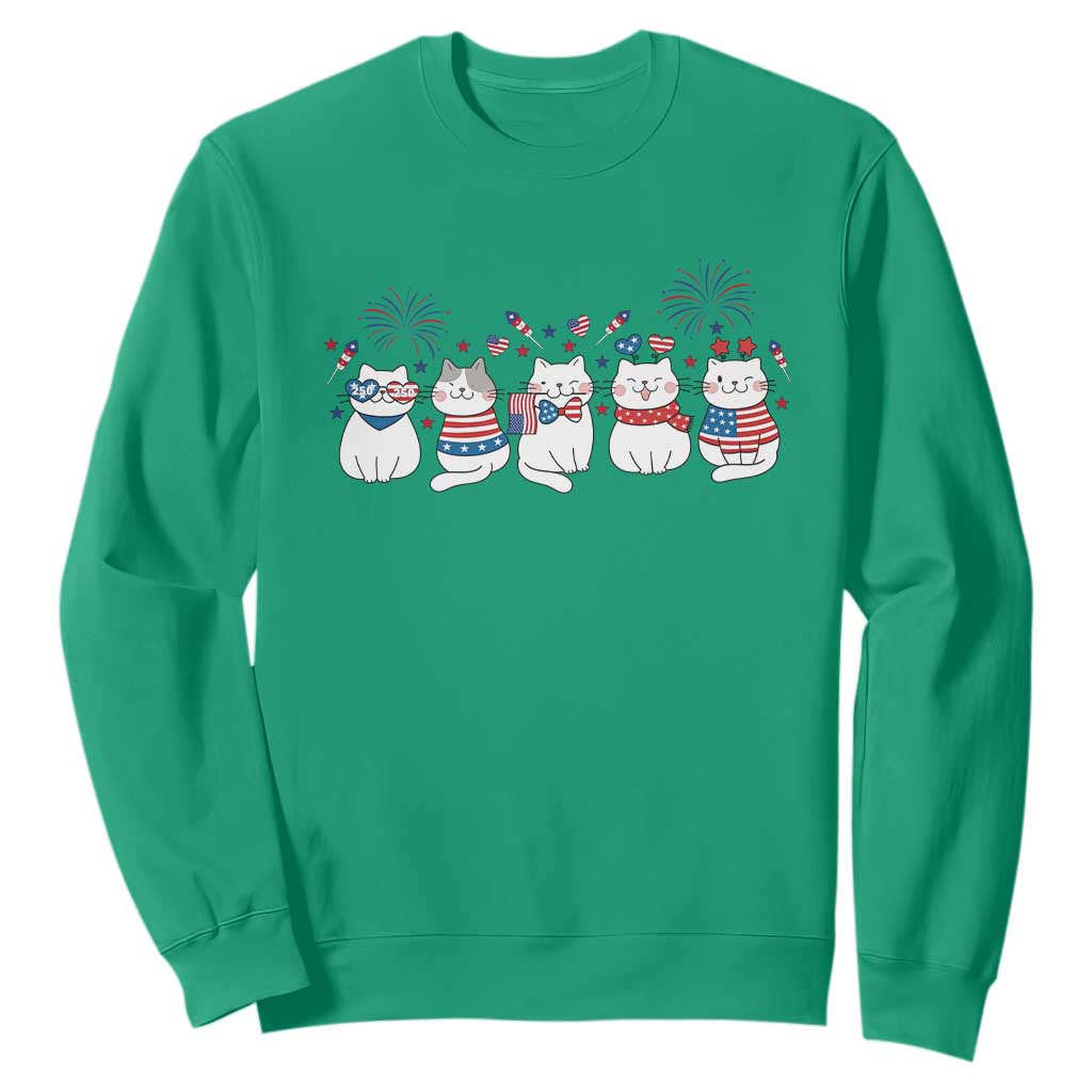 Patriotic Cat Lover Gift Sweatshirt America 250 Anniversary TS12 Irish Green Print Your Wear