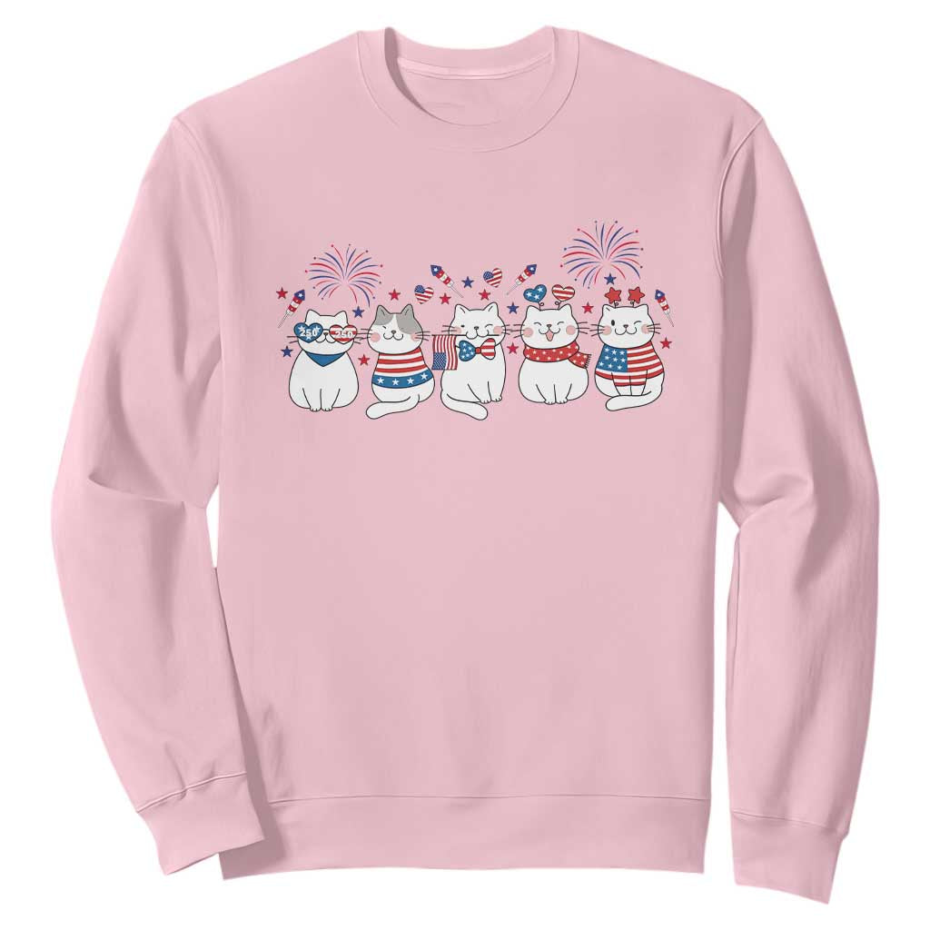 Patriotic Cat Lover Gift Sweatshirt America 250 Anniversary TS12 Light Pink Print Your Wear