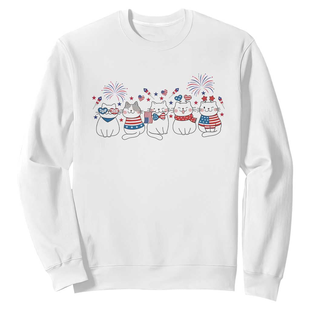 Patriotic Cat Lover Gift Sweatshirt America 250 Anniversary TS12 White Print Your Wear
