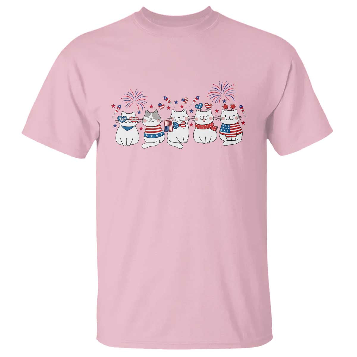 Patriotic Cat Lover Gift T Shirt America 250 Anniversary TS12 Light Pink Print Your Wear