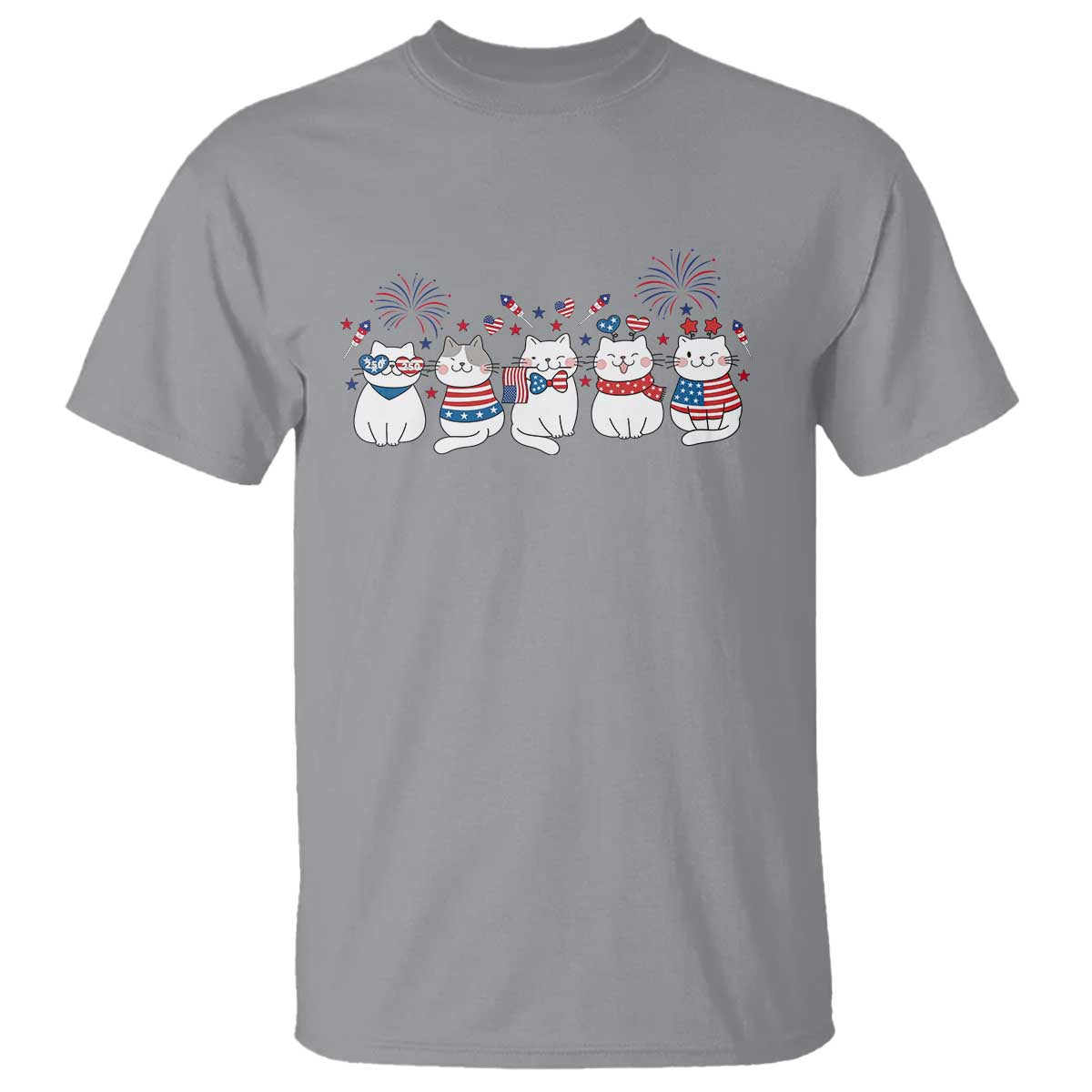Patriotic Cat Lover Gift T Shirt America 250 Anniversary TS12 Sport Gray Print Your Wear