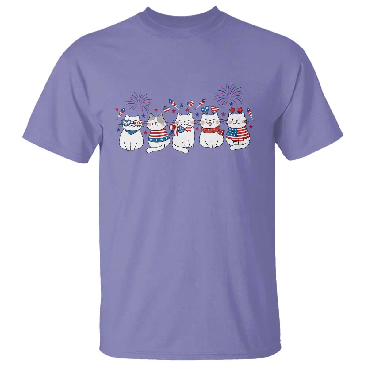 Patriotic Cat Lover Gift T Shirt America 250 Anniversary TS12 Violet Print Your Wear