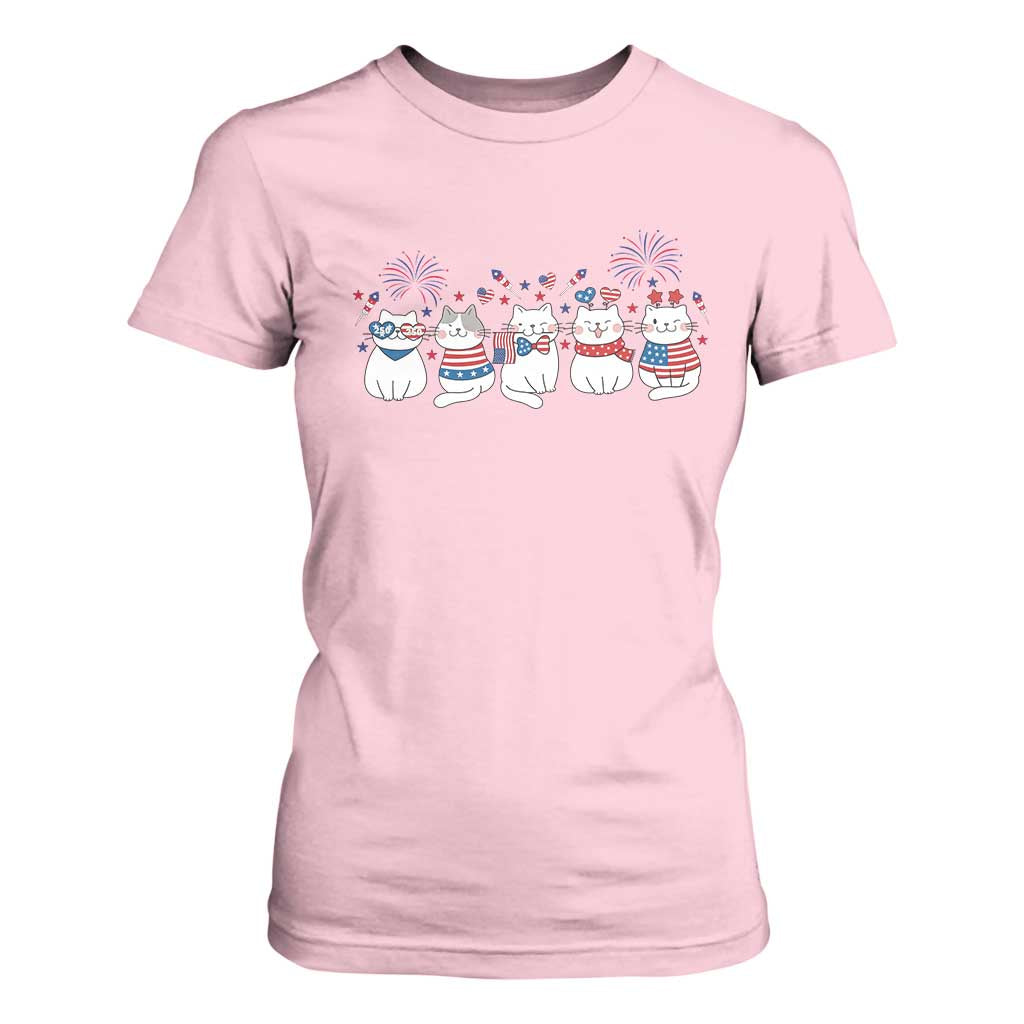 Patriotic Cat Lover Gift T Shirt For Women America 250 Anniversary TS12 Light Pink Print Your Wear