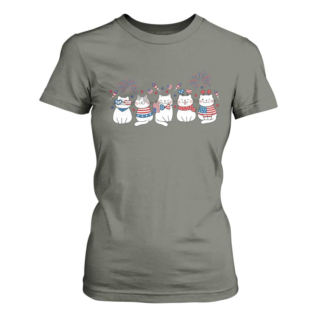 Patriotic Cat Lover Gift T Shirt For Women America 250 Anniversary TS12 Military Green Print Your Wear