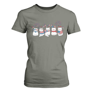 Patriotic Cat Lover Gift T Shirt For Women America 250 Anniversary TS12 Military Green Print Your Wear