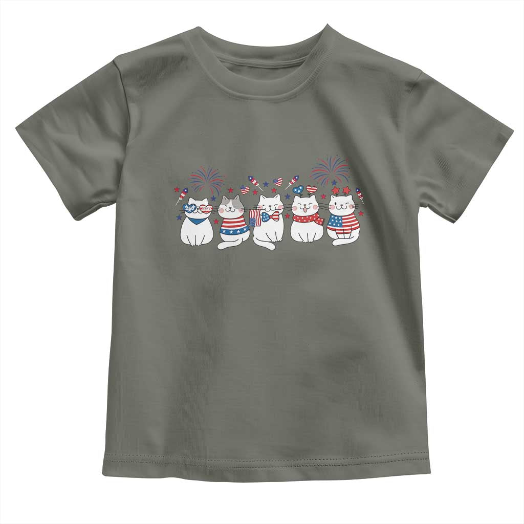 Patriotic Cat Lover Gift Toddler T Shirt America 250 Anniversary TS12 Military Green Print Your Wear
