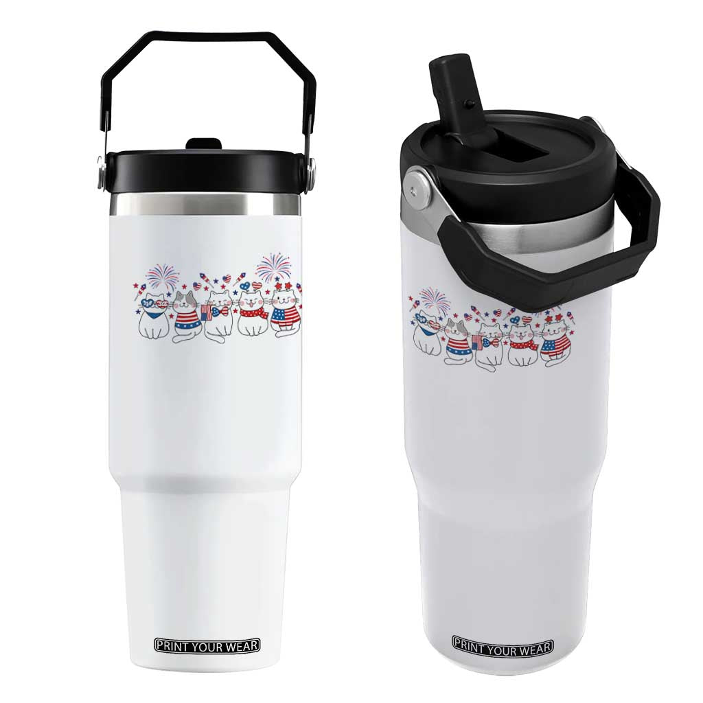 Patriotic Cat Lover Gift Flip Straw Tumbler America 250 Anniversary TS12 One Size: 30 oz White Print Your Wear