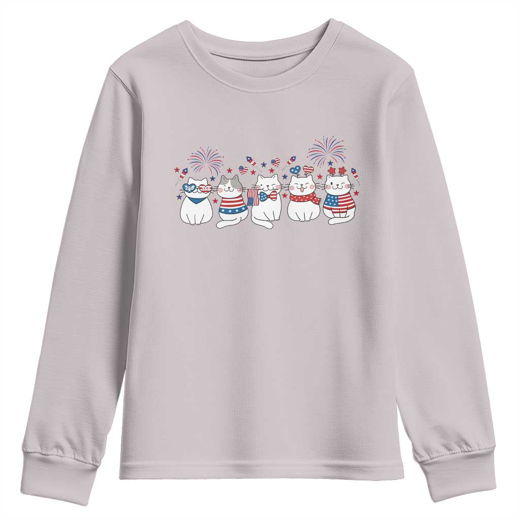 Patriotic Cat Lover Gift Youth Sweatshirt America 250 Anniversary TS12 Ice Gray Print Your Wear