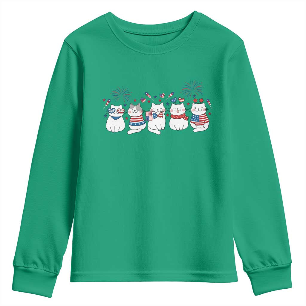 Patriotic Cat Lover Gift Youth Sweatshirt America 250 Anniversary TS12 Irish Green Print Your Wear