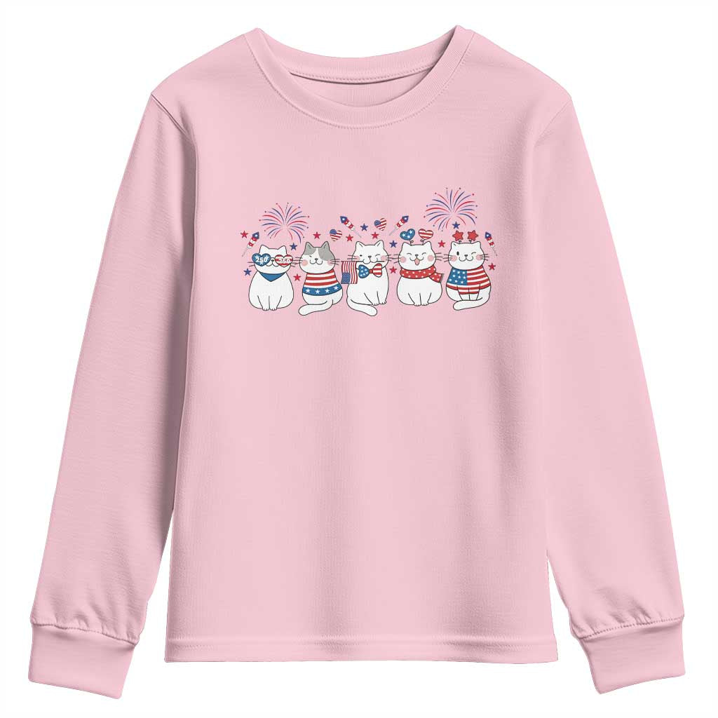 Patriotic Cat Lover Gift Youth Sweatshirt America 250 Anniversary TS12 Light Pink Print Your Wear