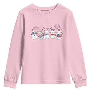 Patriotic Cat Lover Gift Youth Sweatshirt America 250 Anniversary TS12 Light Pink Print Your Wear