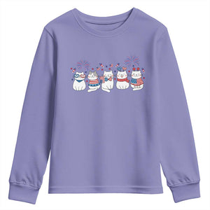 Patriotic Cat Lover Gift Youth Sweatshirt America 250 Anniversary TS12 Violet Print Your Wear