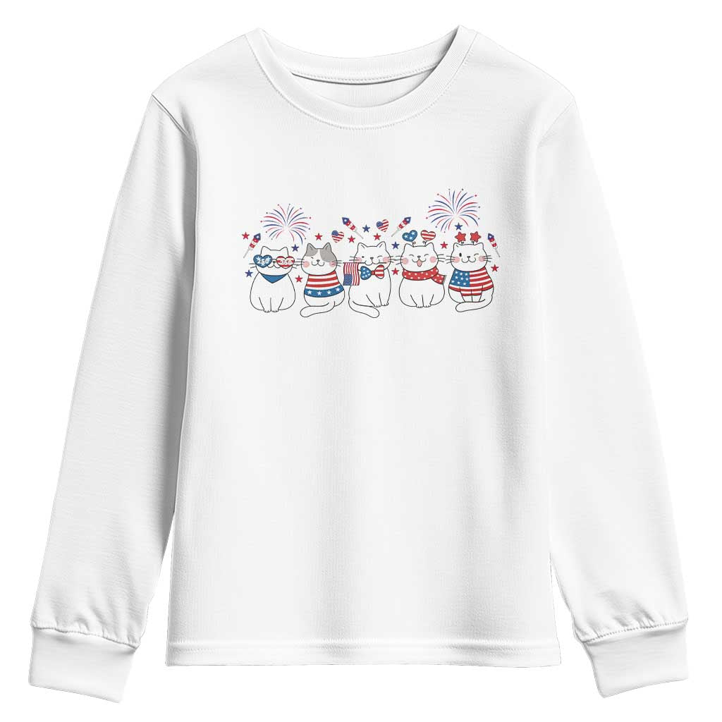 Patriotic Cat Lover Gift Youth Sweatshirt America 250 Anniversary TS12 White Print Your Wear