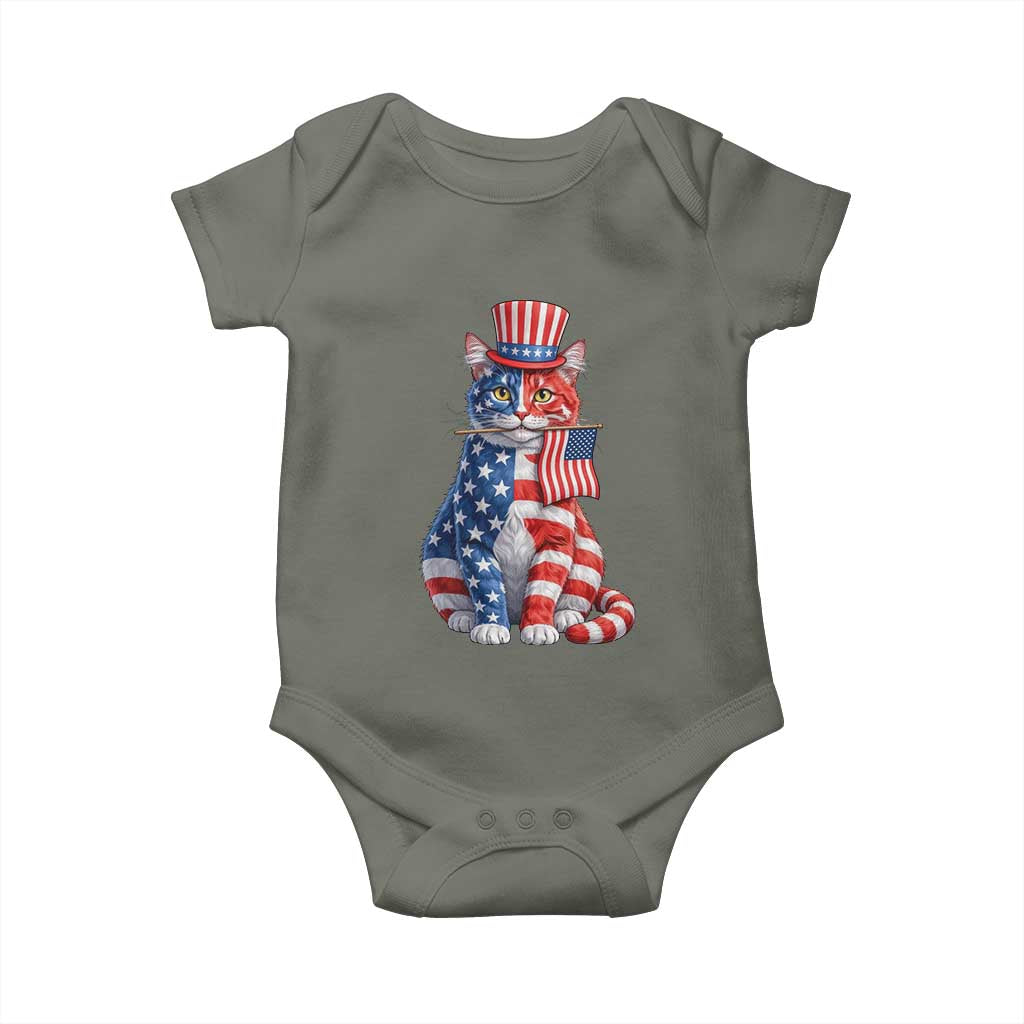Proud American Cat Lover Baby Onesie Patriotic Animal Lover Gift TS12 Military Green Print Your Wear