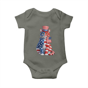 Proud American Cat Lover Baby Onesie Patriotic Animal Lover Gift TS12 Military Green Print Your Wear