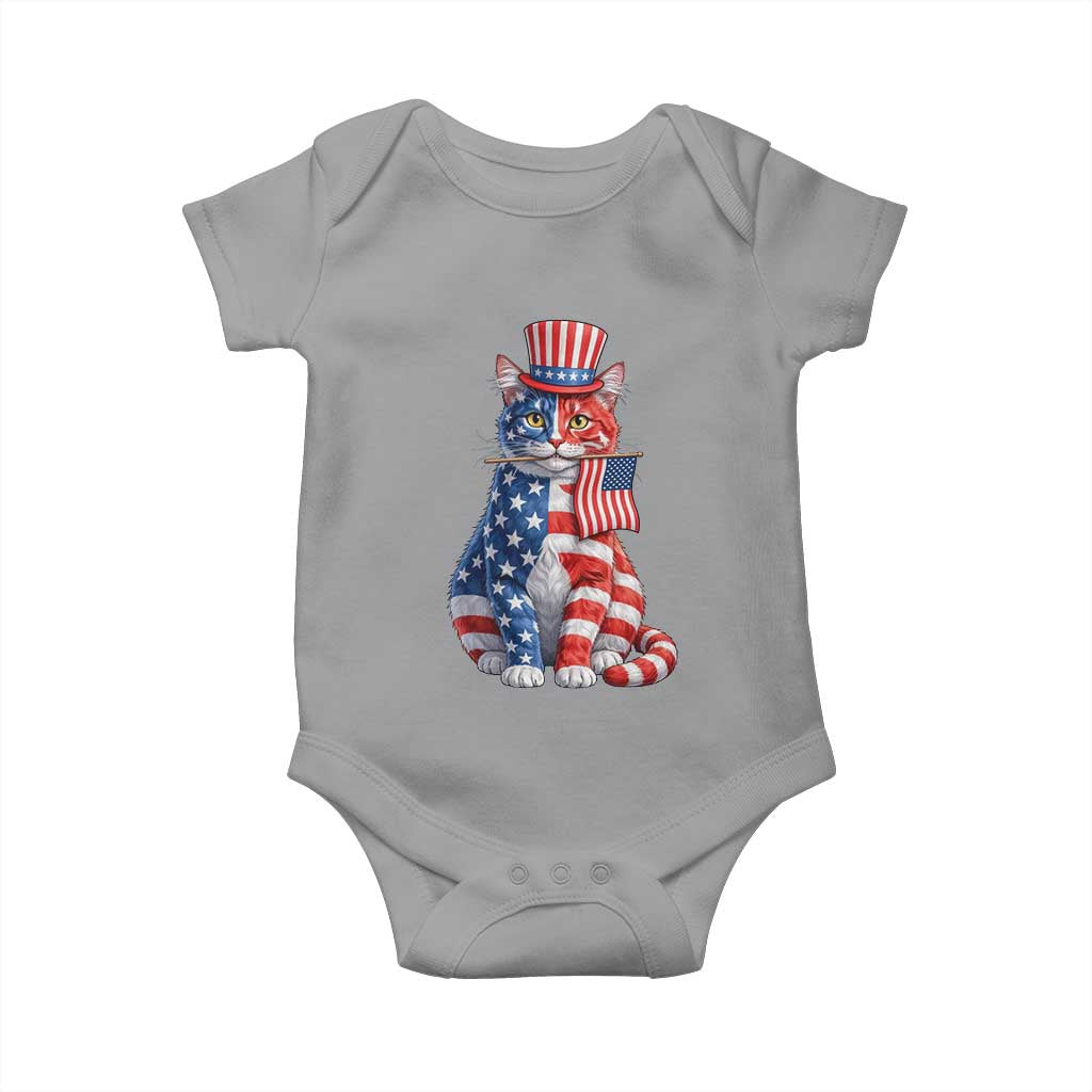 Proud American Cat Lover Baby Onesie Patriotic Animal Lover Gift TS12 Sport Gray Print Your Wear