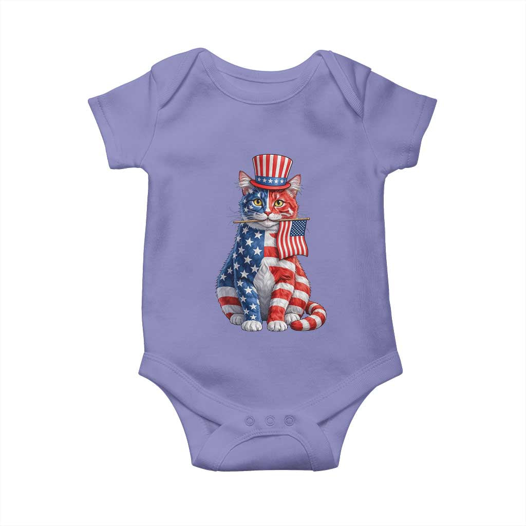 Proud American Cat Lover Baby Onesie Patriotic Animal Lover Gift TS12 Violet Print Your Wear