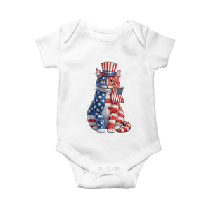 Proud American Cat Lover Baby Onesie Patriotic Animal Lover Gift TS12 White Print Your Wear