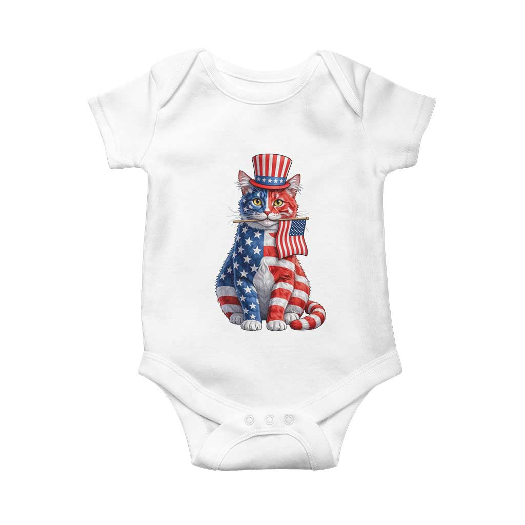 Proud American Cat Lover Baby Onesie Patriotic Animal Lover Gift TS12 White Print Your Wear
