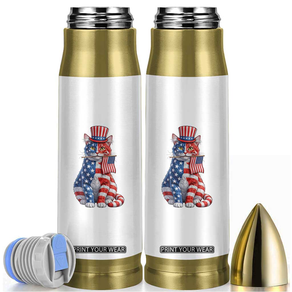 Proud American Cat Lover Bullet Tumbler Patriotic Animal Lover Gift TS12 White Print Your Wear