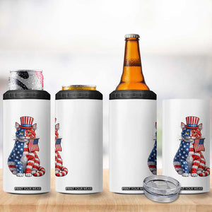 Proud American Cat Lover 4 in 1 Can Cooler Tumbler Patriotic Animal Lover Gift TS12 Print Your Wear