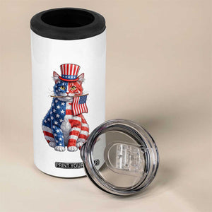 Proud American Cat Lover 4 in 1 Can Cooler Tumbler Patriotic Animal Lover Gift TS12 Print Your Wear