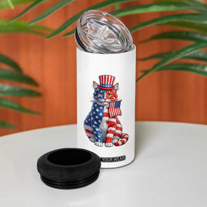 Proud American Cat Lover 4 in 1 Can Cooler Tumbler Patriotic Animal Lover Gift TS12 Print Your Wear