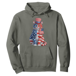 Proud American Cat Lover Hoodie Patriotic Animal Lover Gift TS12 Military Green Print Your Wear