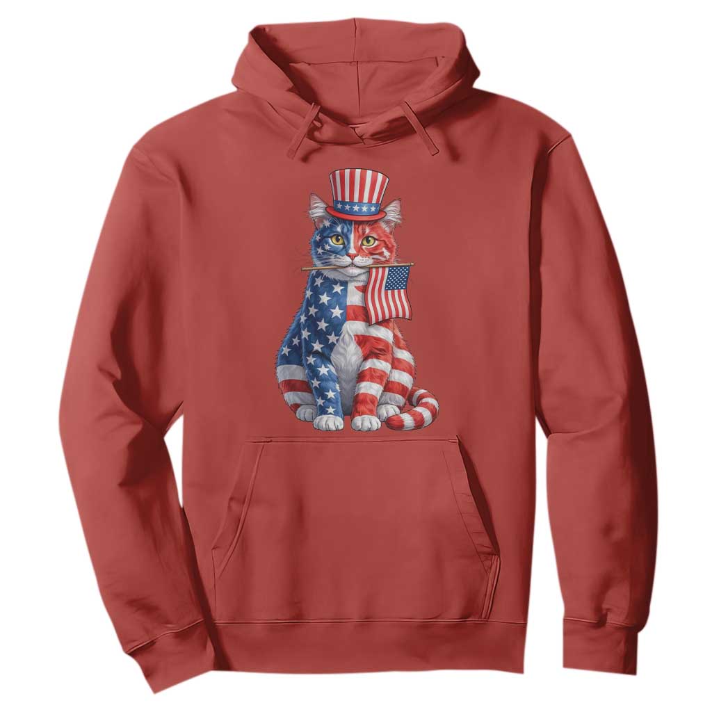 Proud American Cat Lover Hoodie Patriotic Animal Lover Gift TS12 Red Print Your Wear