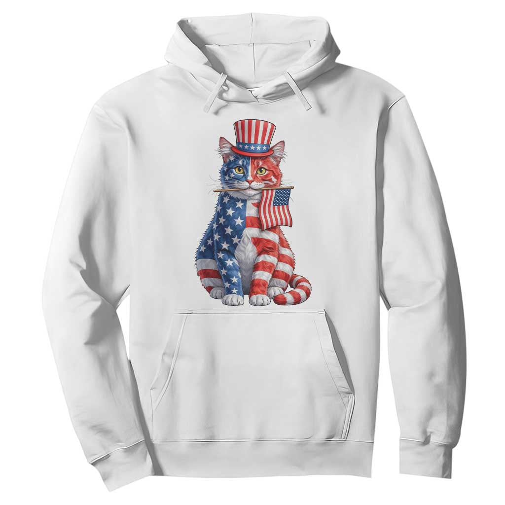Proud American Cat Lover Hoodie Patriotic Animal Lover Gift TS12 White Print Your Wear