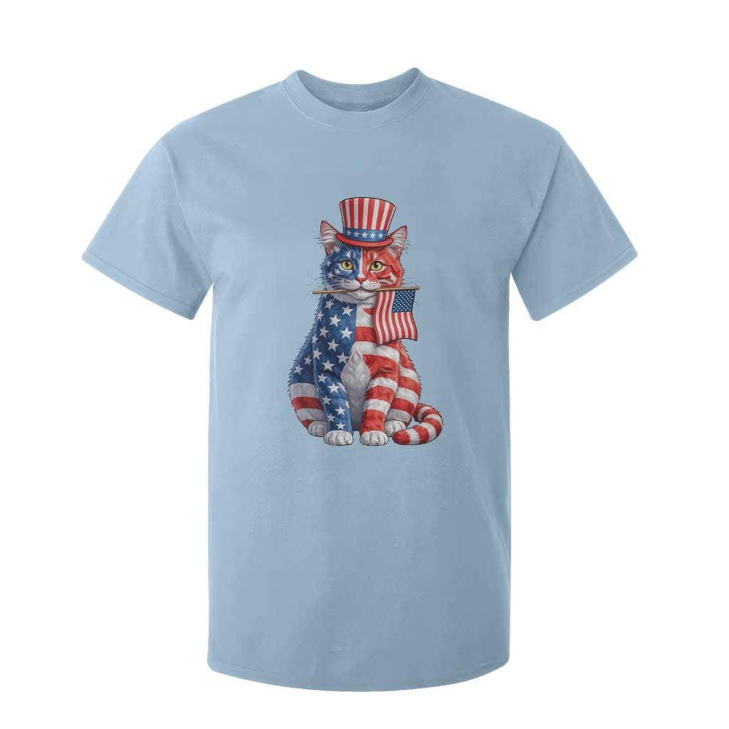Proud American Cat Lover T Shirt For Kid Patriotic Animal Lover Gift TS12 Light Blue Print Your Wear