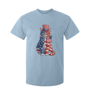 Proud American Cat Lover T Shirt For Kid Patriotic Animal Lover Gift TS12 Light Blue Print Your Wear