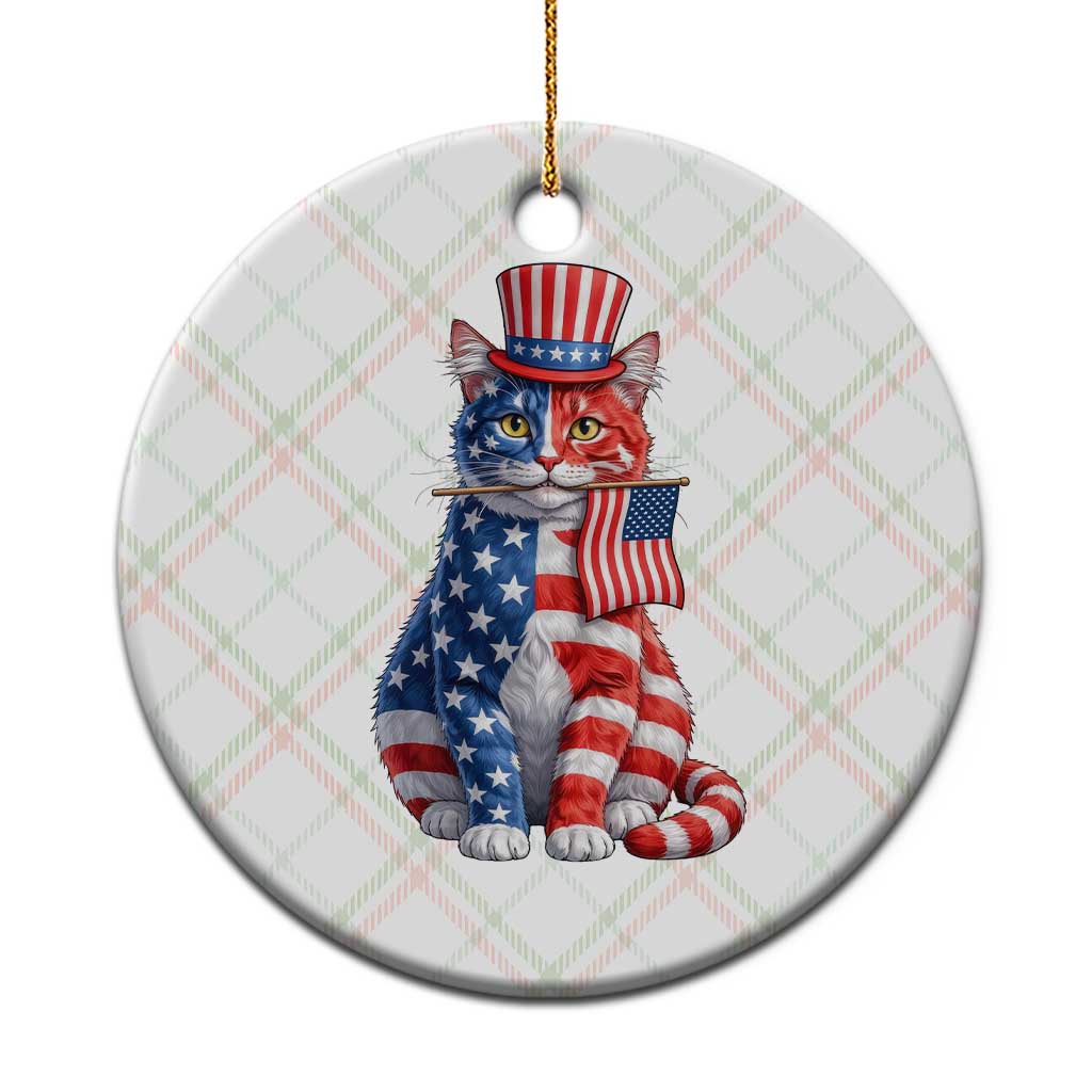 Proud American Cat Lover Ceramic Ornament Patriotic Animal Lover Gift TS12 1pc Christmas Plaid Print Your Wear