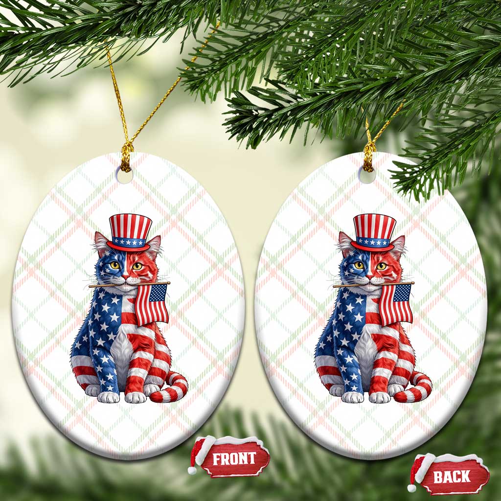 Proud American Cat Lover Ceramic Ornament Patriotic Animal Lover Gift TS12 Print Your Wear