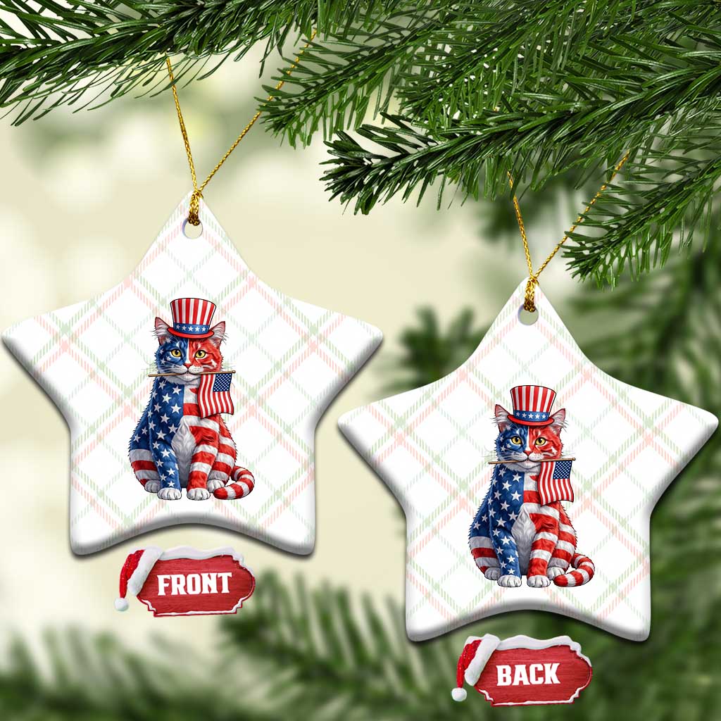 Proud American Cat Lover Ceramic Ornament Patriotic Animal Lover Gift TS12 Print Your Wear