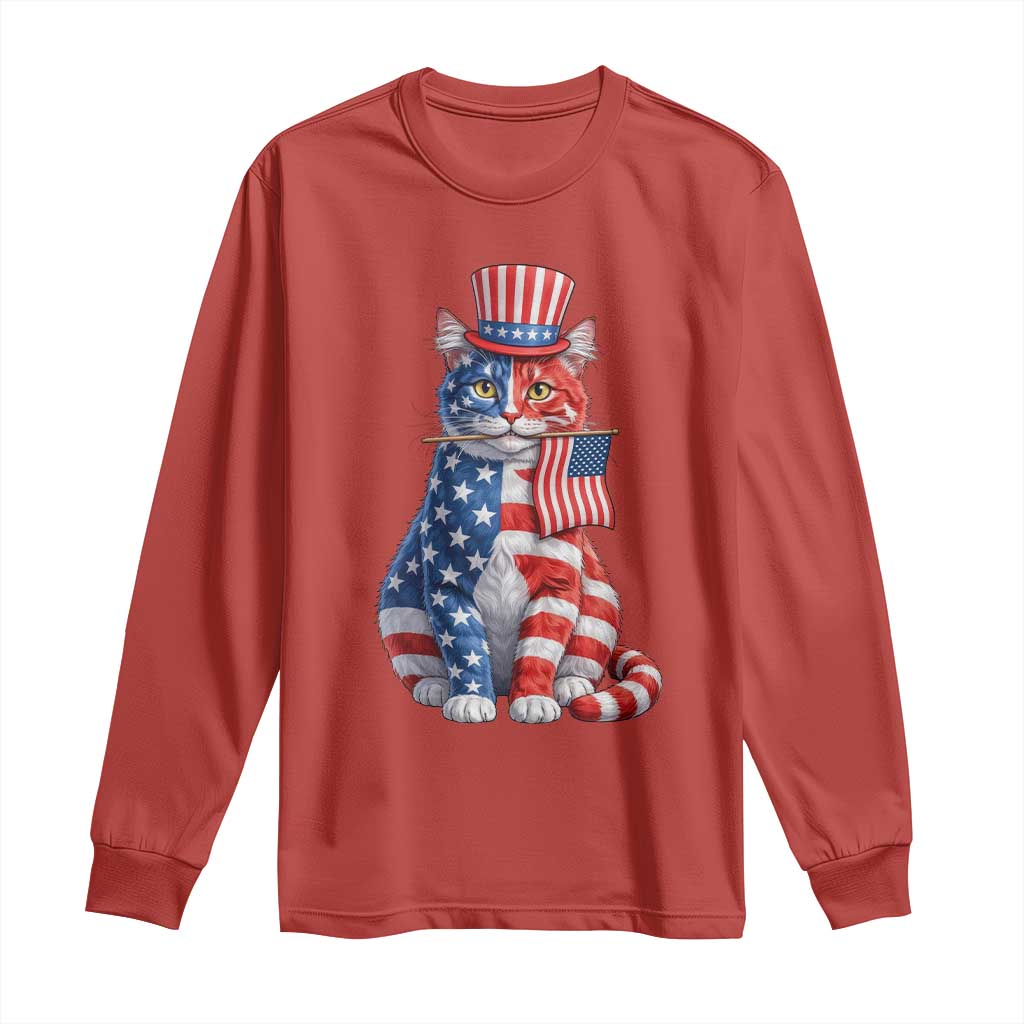 Proud American Cat Lover Long Sleeve Shirt Patriotic Animal Lover Gift TS12 Red Print Your Wear