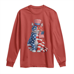 Proud American Cat Lover Long Sleeve Shirt Patriotic Animal Lover Gift TS12 Red Print Your Wear