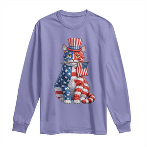 Proud American Cat Lover Long Sleeve Shirt Patriotic Animal Lover Gift TS12 Violet Print Your Wear