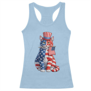 Proud American Cat Lover Racerback Tank Top Patriotic Animal Lover Gift TS12 Light Blue Print Your Wear