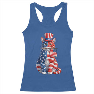 Proud American Cat Lover Racerback Tank Top Patriotic Animal Lover Gift TS12 Royal Blue Print Your Wear