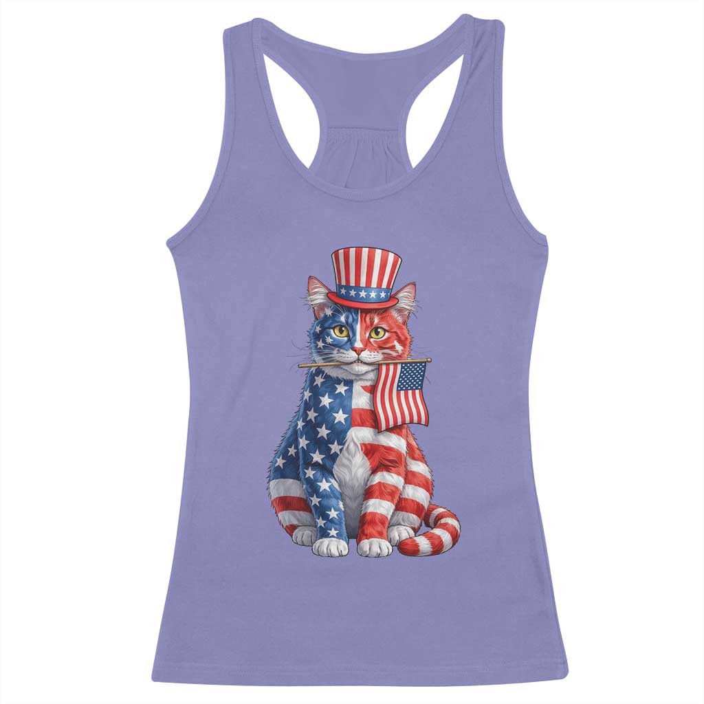 Proud American Cat Lover Racerback Tank Top Patriotic Animal Lover Gift TS12 Violet Print Your Wear
