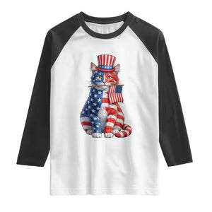 Proud American Cat Lover Raglan Shirt Patriotic Animal Lover Gift TS12 White Black Print Your Wear