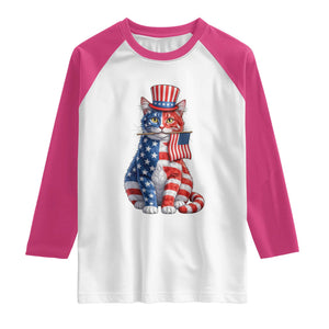 Proud American Cat Lover Raglan Shirt Patriotic Animal Lover Gift TS12 White Heliconia Print Your Wear