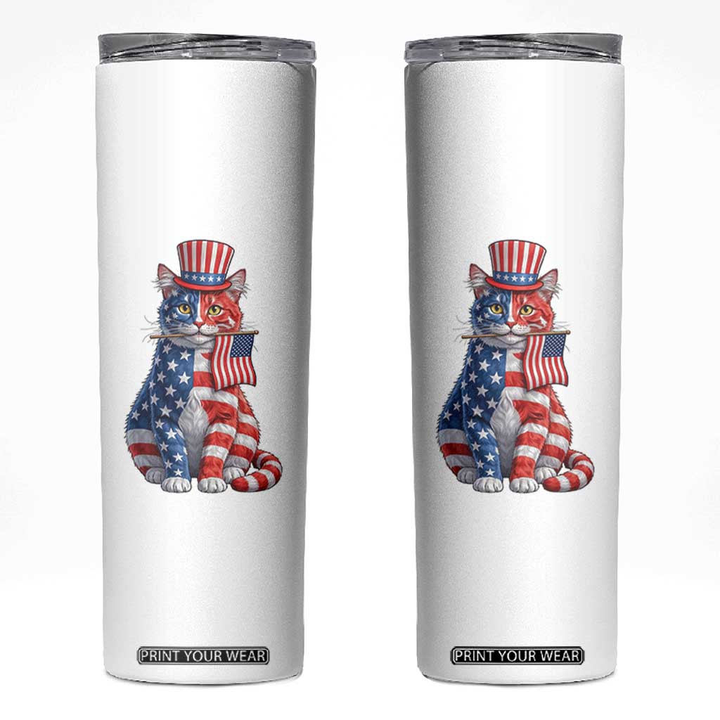 Proud American Cat Lover Skinny Tumbler Patriotic Animal Lover Gift TS12 White Print Your Wear
