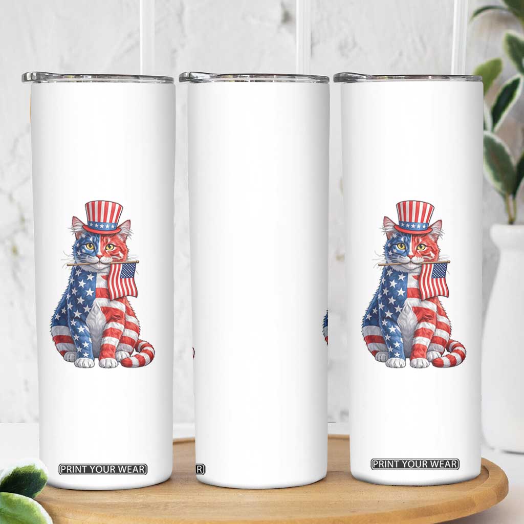 Proud American Cat Lover Skinny Tumbler Patriotic Animal Lover Gift TS12 Print Your Wear