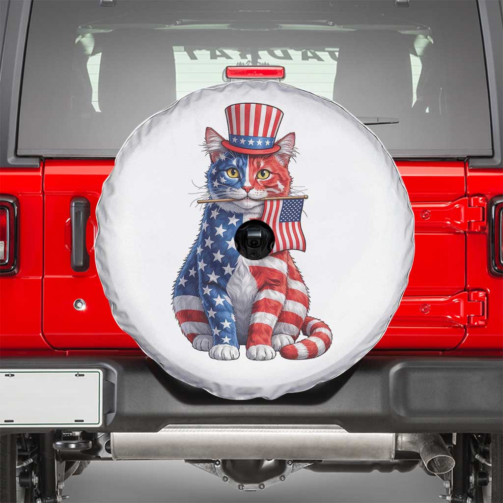 Proud American Cat Lover Spare Tire Cover Patriotic Animal Lover Gift TS12 Black Print Your Wear