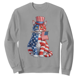 Proud American Cat Lover Sweatshirt Patriotic Animal Lover Gift TS12 Sport Gray Print Your Wear