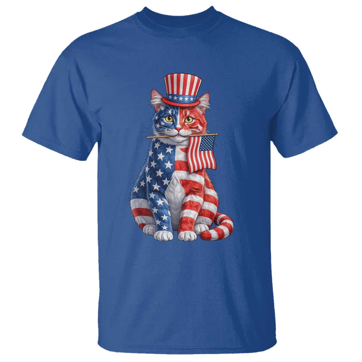 Proud American Cat Lover T Shirt Patriotic Animal Lover Gift TS12 Royal Blue Print Your Wear