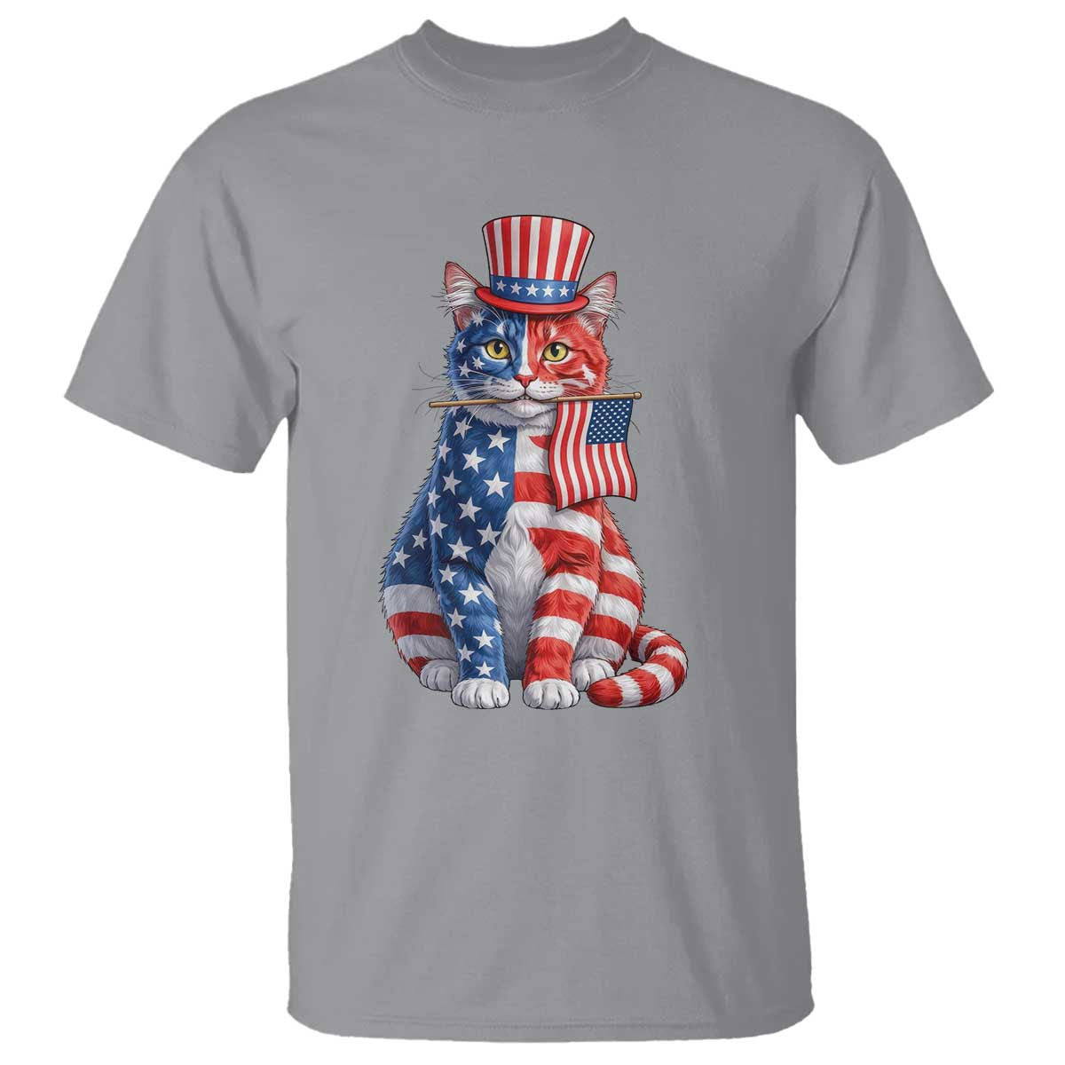 Proud American Cat Lover T Shirt Patriotic Animal Lover Gift TS12 Sport Gray Print Your Wear